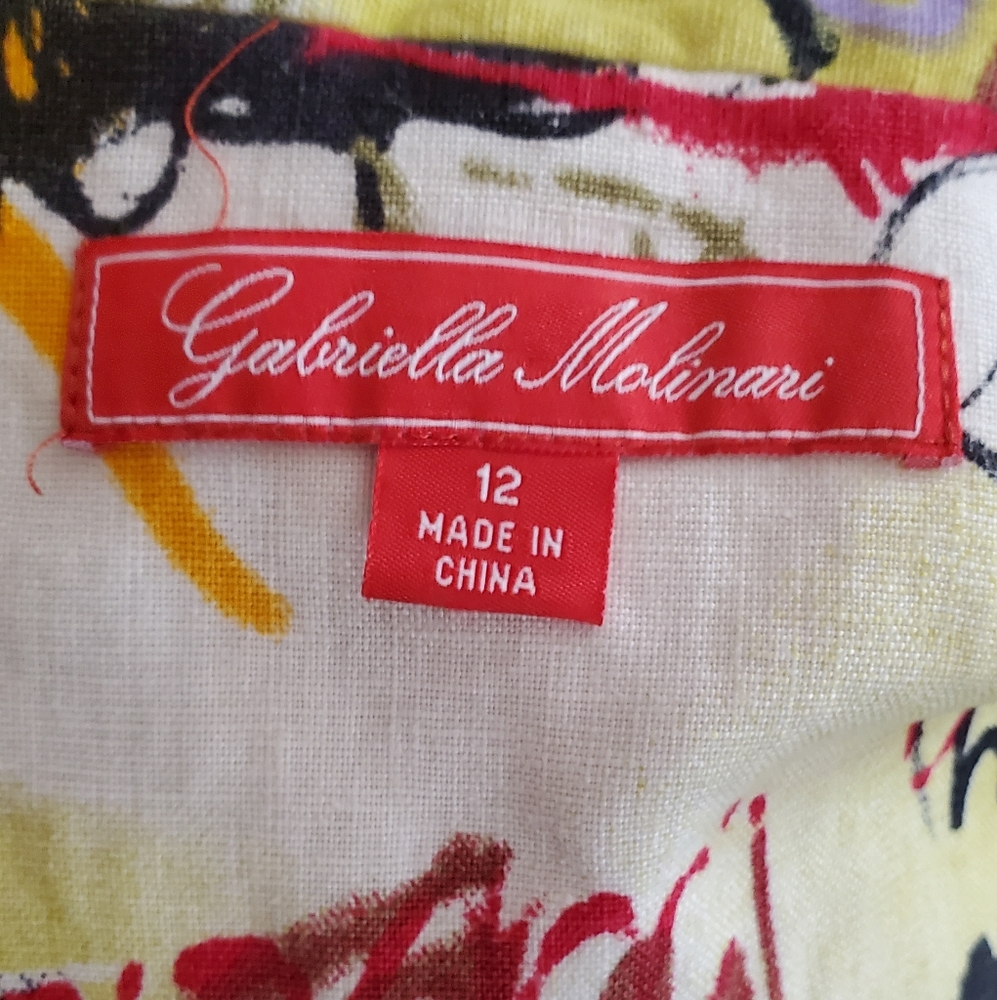 Designer Gabriella Molinari Artsy Linen Jacket 12 - Picture 6 of 7